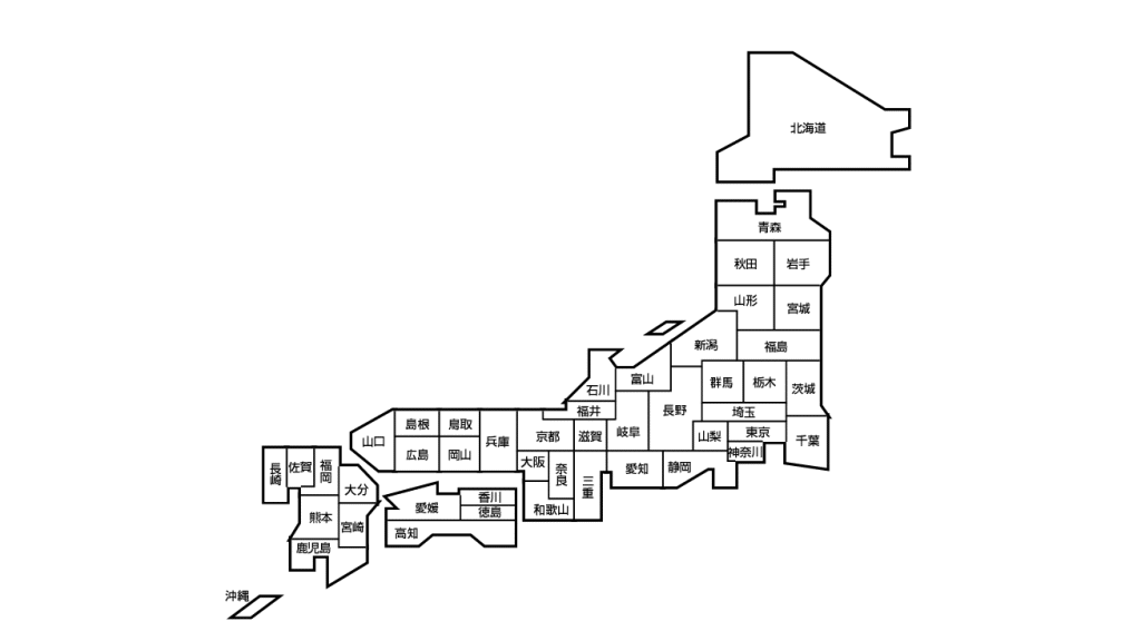 日本地図白地図イメージ画像