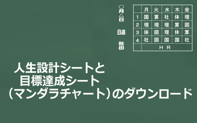 人生設計シートと目標達成シート(マンダラチャート)のダウンロードイメージ画像